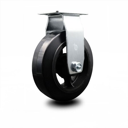 Service Caster 6 Inch Rubber on Cast Iron Wheel Rigid Caster with Ball Bearing SCC SCC-20R620-RSB